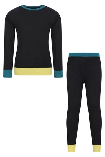 Kids Merino Colour Block Set Black