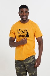 Wander Landscape - męski t-shirt z bawełny organicznej Mustard