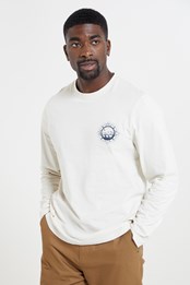 Compass - męski t-shirt z bawełny organicznej Kremowy