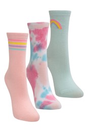 Tie Dye Kids Recycled Socks Multipack Pale Pink