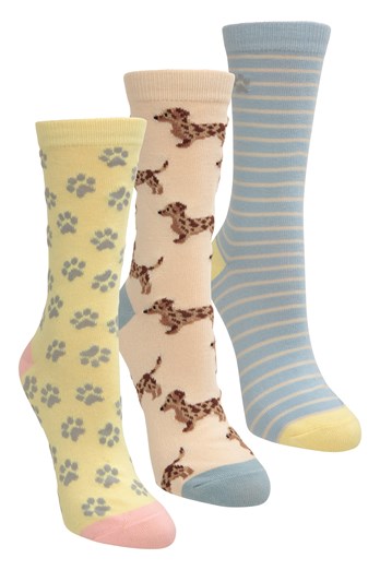 Dog Womens Socks Multipack Yellow