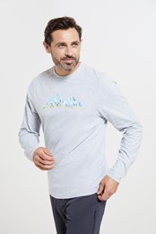 T-shirt en Coton Biologique Homme Geo Mountain Gris