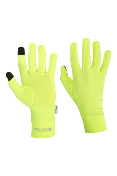 Mens Polygiene Touchscreen Running Gloves - Green