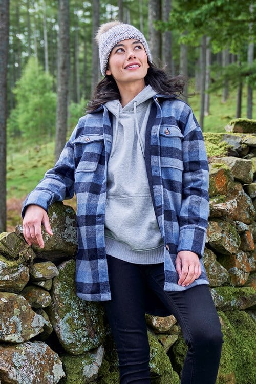Women's Snowy River Brushed Knit Long-Sleeved Shirt | Feather Plaid | Size Large | Synthetic | Orvis