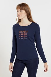 Ombre Wander Womens Printed Top Navy