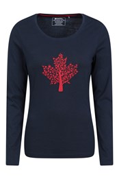 Canada Maple Tree Womens Organic T-Shirt Navy