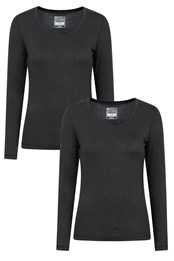 Keep The Heat Womens Round Neck Top 2-Pack Black