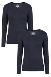 Keep The Heat Womens Round Neck Top 2-Pack Navy
