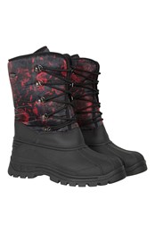 Plough Mens Printed Snow Boots Red