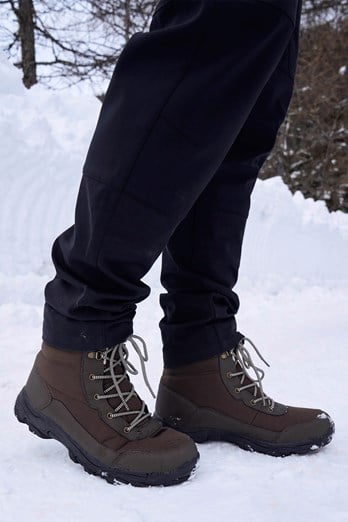 Ohio Mens Fleece Lined Snow Boots Brown
