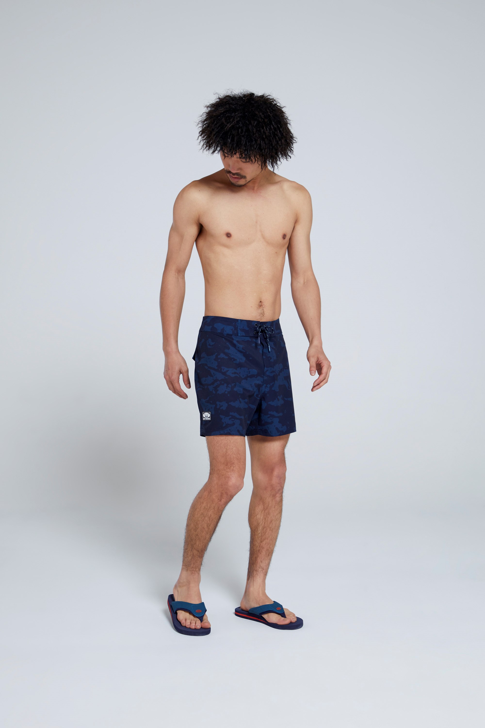 Brody Mens Printed Swim Shorts - Navy