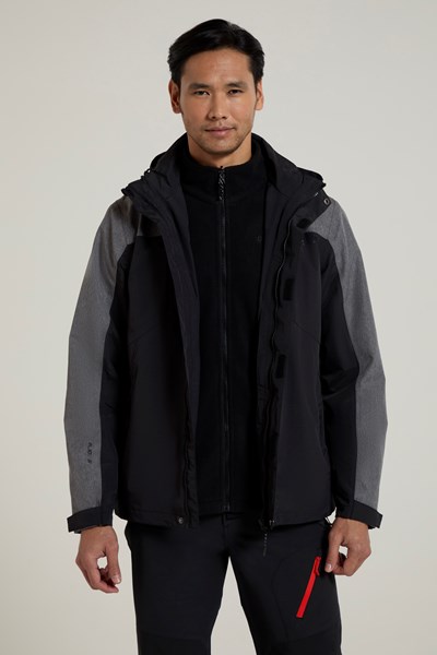 District Mens 3 in 1 Waterproof Jacket - Black