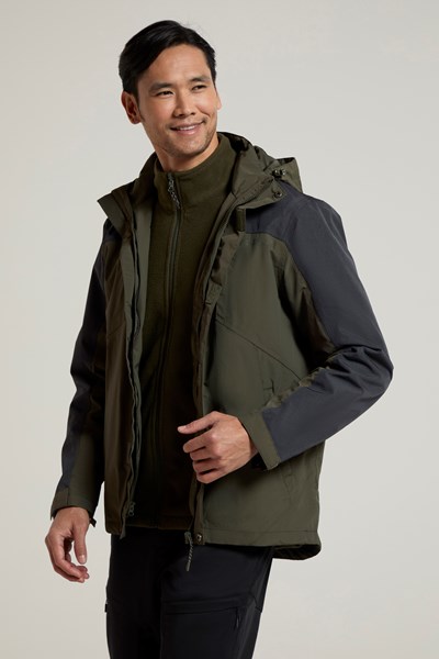 District Mens 3 in 1 Waterproof Jacket - Green