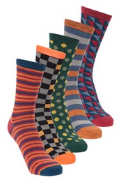 Seasons Mens Patterned Polygiene Socks 5-Pack Blue