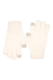 Miękkie damskie rękawiczki z obsługą ekranów dotykowych Kremowy