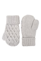 Chunky Knit Womens Gloves Grey