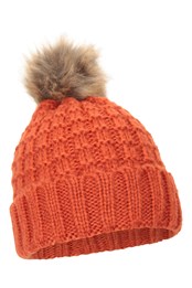 Denali — damska gruba czapka z pomponem Pomarańczowy