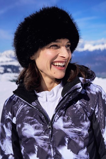 Womens Faux Fur Thermal Headband Black