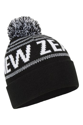 New Zealand Mens Pom Beanie Black