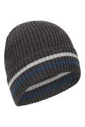 Yeti Striped Fur Lined Beanie Charcoal