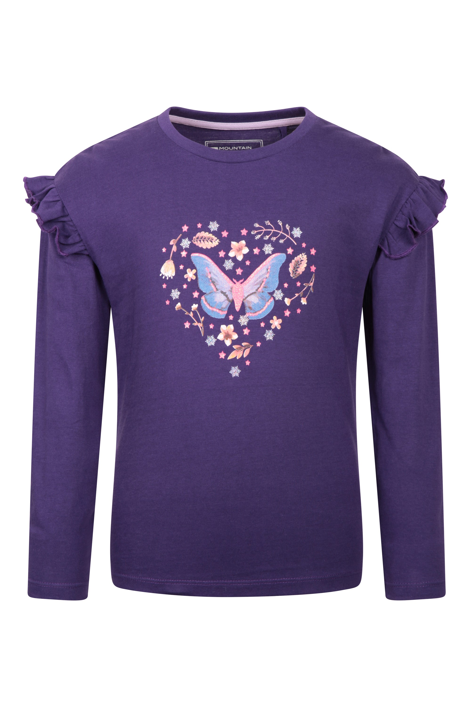 Glitter Midnight Moth Kids Organic Long Sleeve Top - Purple