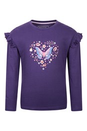 Glitter Midnight Moth Kids Organic Long Sleeve Top Purple