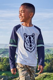 Flock Wolf Kids Organic T-Shirt Navy