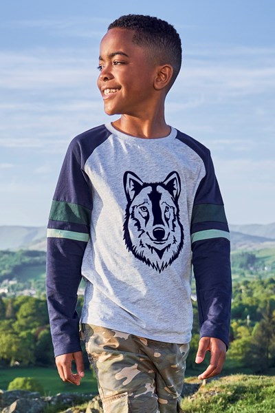 Flock Wolf Kids Organic T-Shirt - Navy
