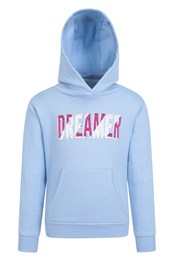 Dreamer - Bluza z kapturem dla dzieci z bawełny organicznej z haftem Niebieski