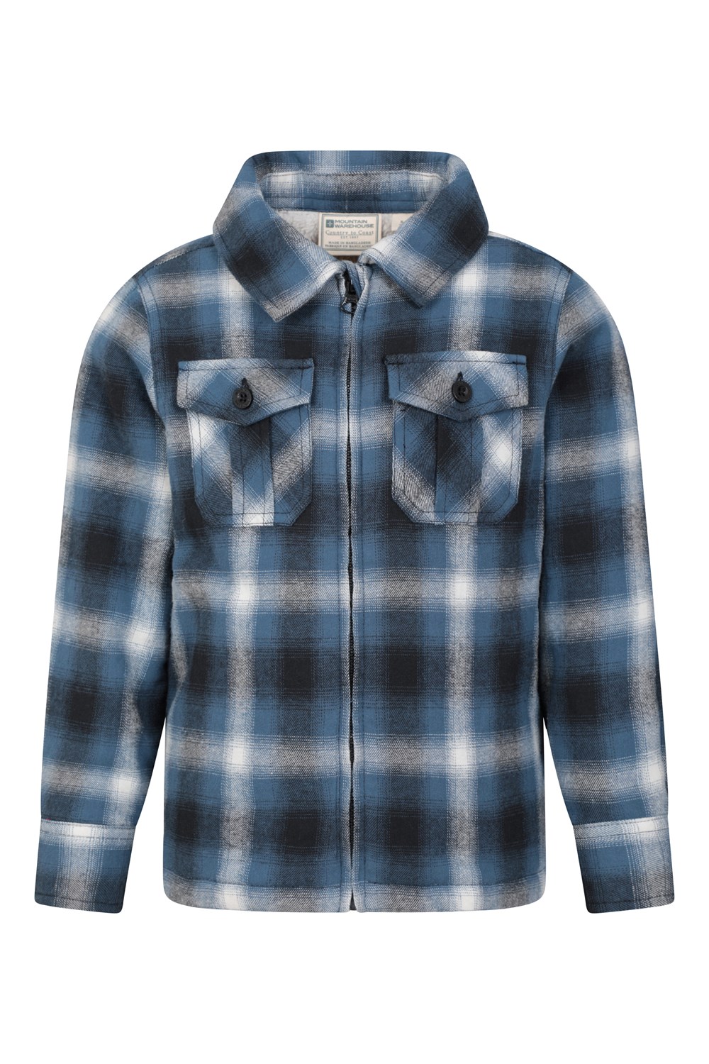 Mountain Warehouse Stream Kids Zip Shacket Borg Lined Boys Casual Warm Jacket