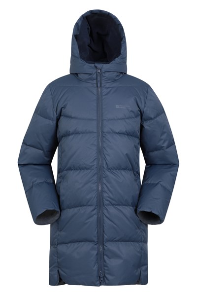 Kids Long Line RDS Down Jacket - Navy