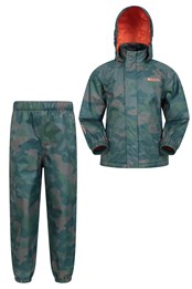 Gemusterte Wasserdichte Kinder-Hose und Jacke Set Khaki