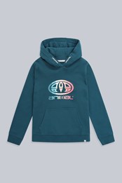 Ellen Graphic Bio-Baumwoll Kinder-Kapuzenpullover Aquamarin