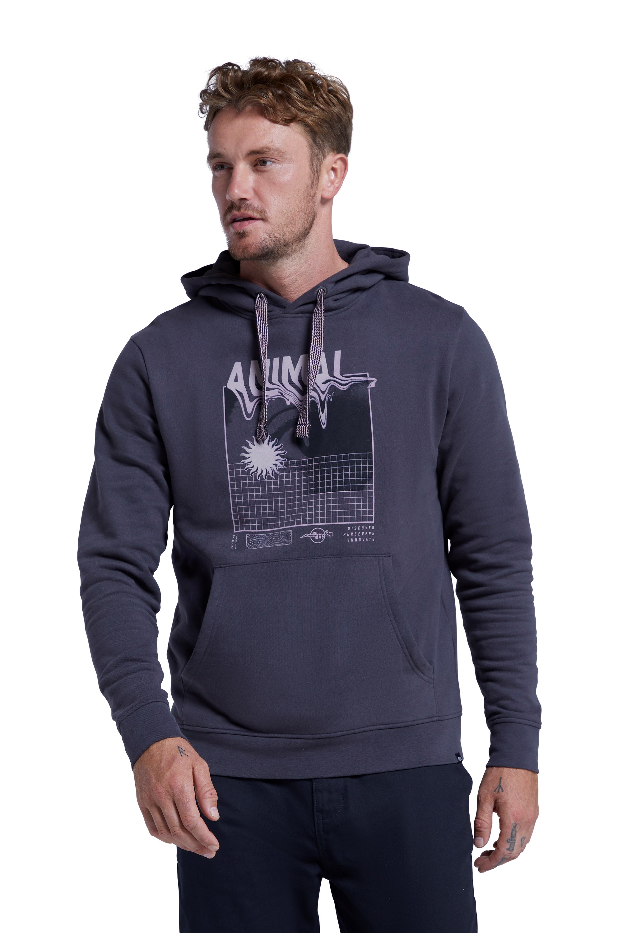 Animal Men s River Wavey Hoodie 100 Cotton Male Cosy Sweatshirt Kangaroo Pocket