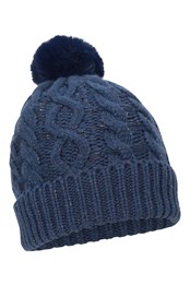Seaford Womens Lined Glitter Beanie Navy