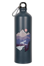 Mountain Scene Metallic Water Bottle 1L Navy