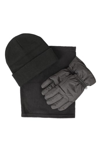 Womens Snow Accessories Set Jet Black