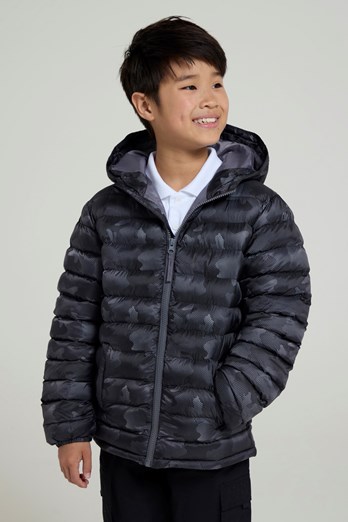Seasons Kids Printed Insulated Jacket Charcoal