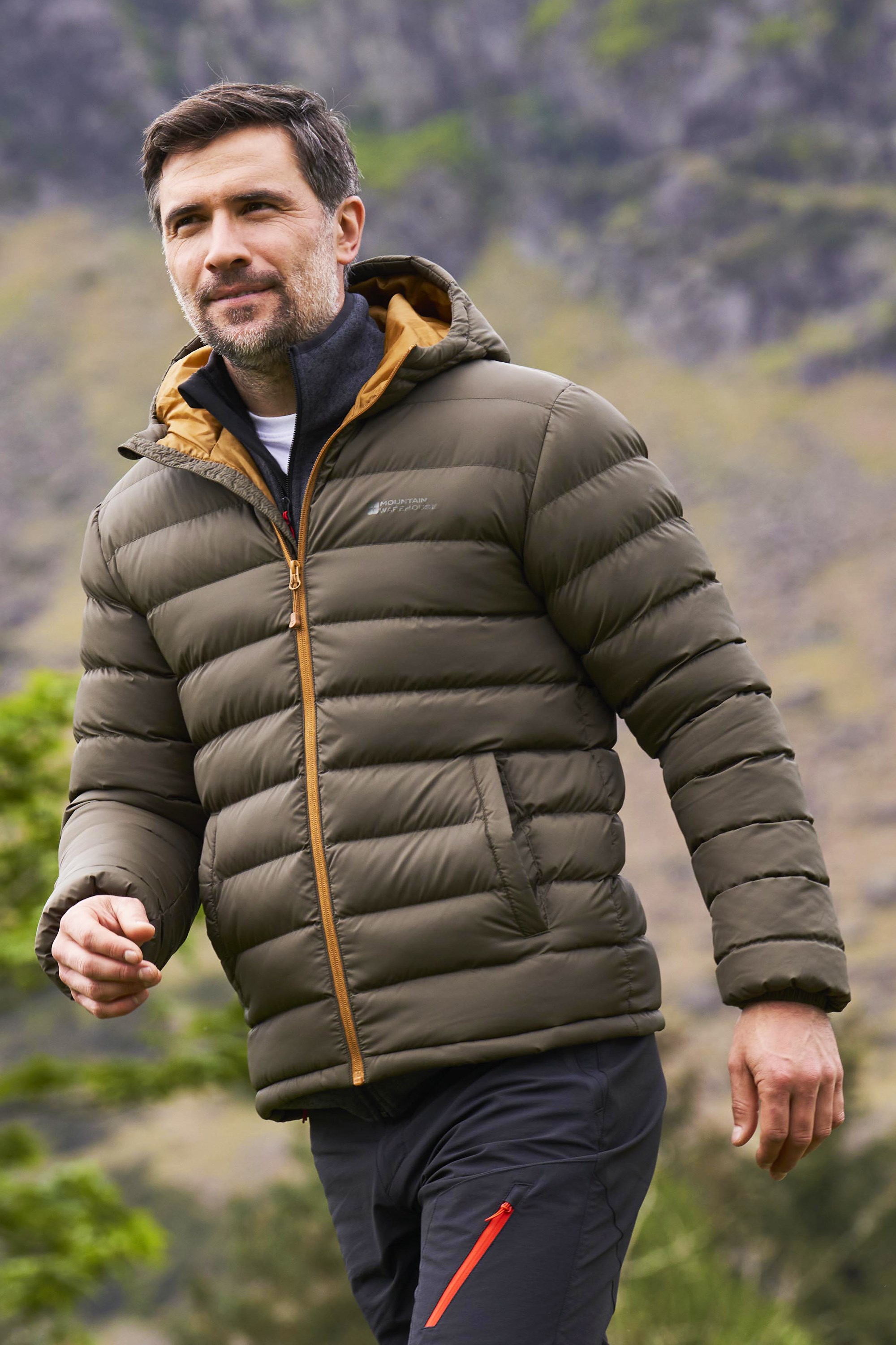 Buy Olive/Black Quilted Jacket for Men With Hood | Status Quo