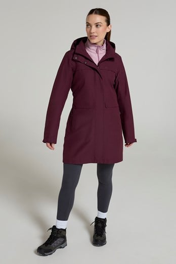 Cloudburst Textured Womens Waterproof Jacket Burgundy