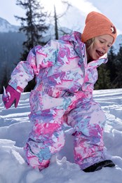 Cloud Printed Kids All in One Snowsuit Bubble Gum