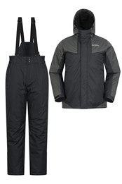 Męska kurtka narciarska i spodnie — zestaw z nadrukiem