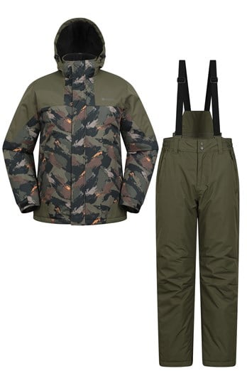 Mens Ski Jacket and Pant Set Khaki