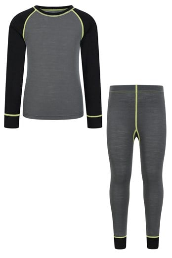 Kids Merino II Base Layer Set Alloy Grey