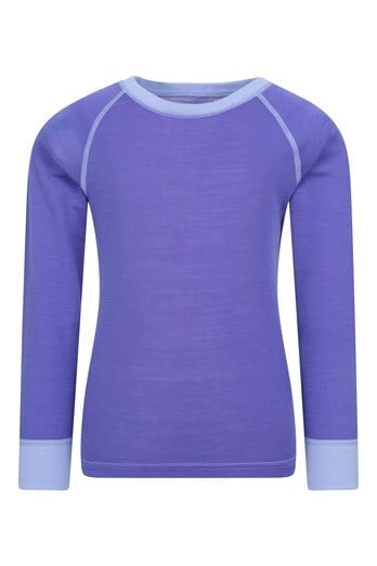 Merino II Kids Round Neck Baselayer Top Purple