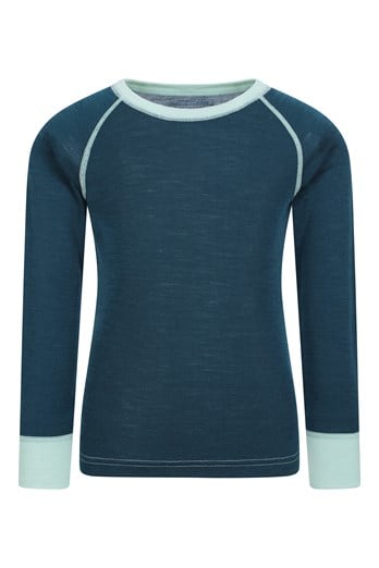 Merino II Kids Round Neck Baselayer Top Teal