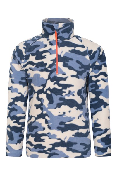 Pursuit Printed Kids Half-Zip Fleece - Blue