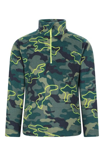 Pursuit Printed Kids Half-Zip Fleece - Green