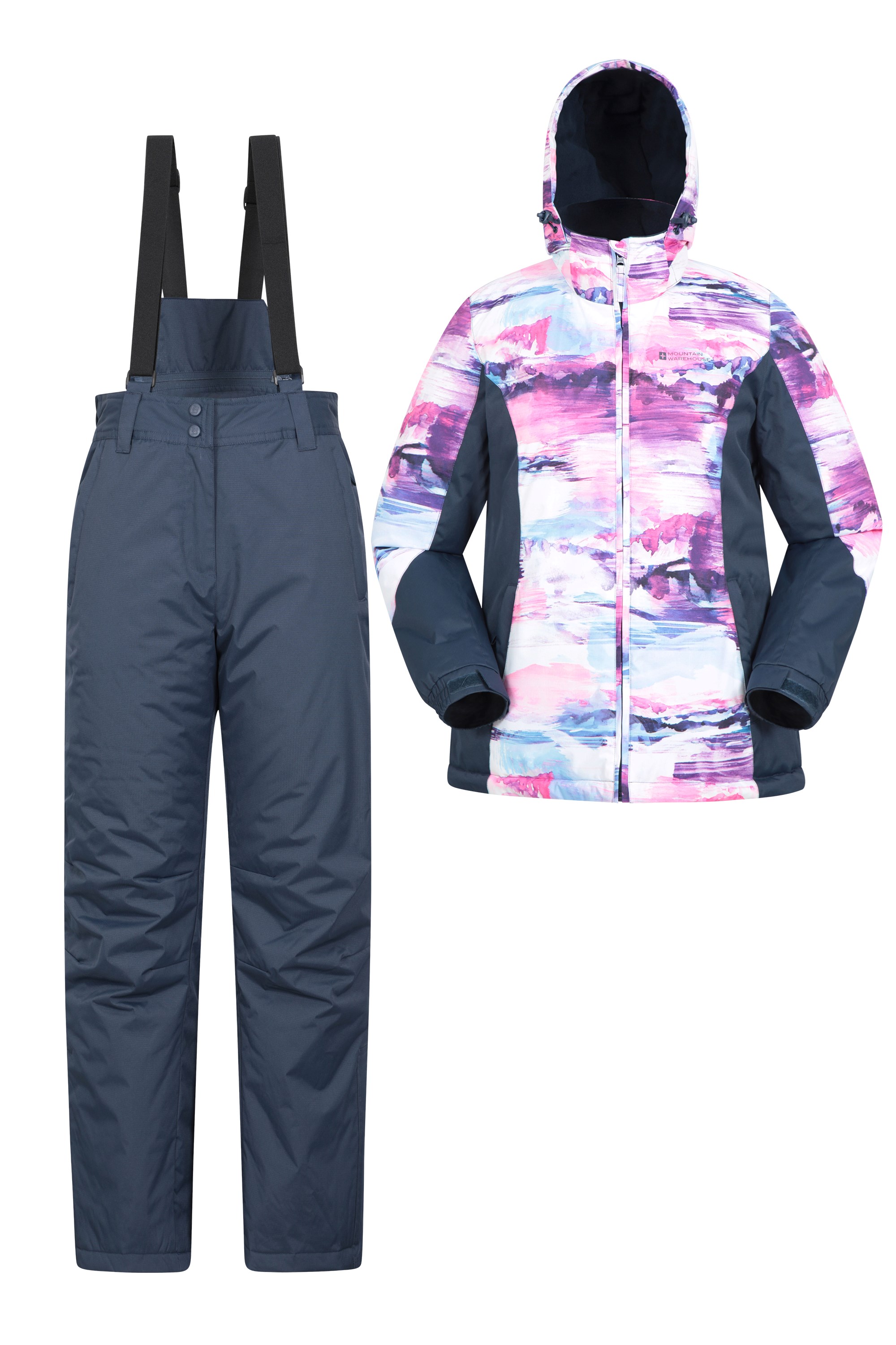 Hiver Mountain Warehouse Ensemble de Veste et Pantalon de Ski pour Enfant Robe Interne intégrée Poches Avant Résistant à la Neige Le Snowboard Doublure Polaire 