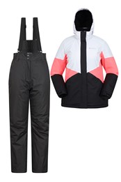Plain Womens Ski Jacket and Pants Set Monochrome